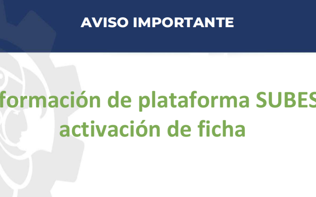 Información de plataforma SUBES, activación de ficha.